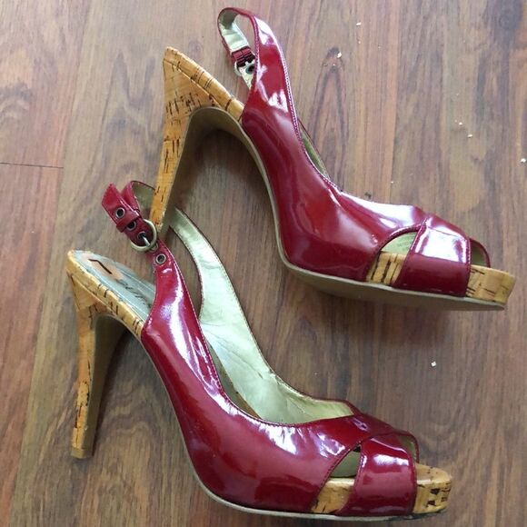 Vintage guess Red patent leather Kork platform heels. Size 7 - Picture 3 of 8